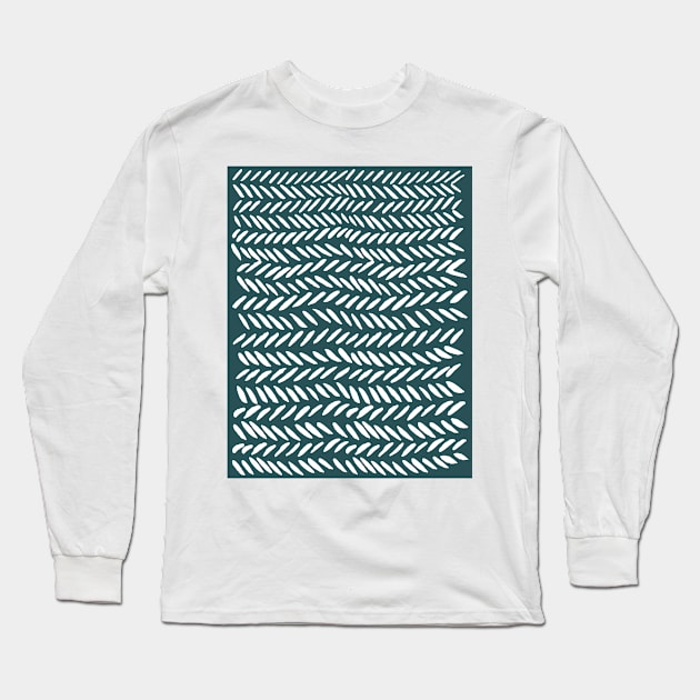 Knitting pattern - white on teal Long Sleeve T-Shirt by wackapacka